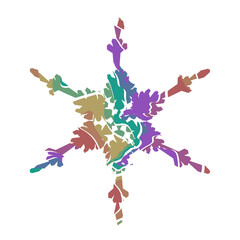 Obraz premium Author's design of white hexagonal vector snowflake made of wavy elements