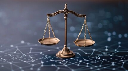 Vintage Balance Scale on Digital Background Representing Justice and Law