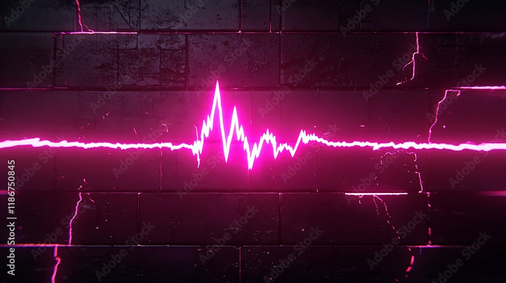 Aufkleber visually striking abstract representation featuring a bright pink wave on a dark textured background
