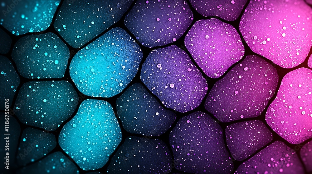 Poster stunning visual representation of interconnected digital patterns with vibrant colors and textures, 