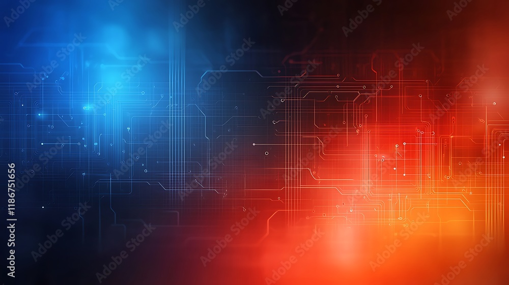 Poster vibrant abstract background featuring a blend of blue and red colors with intricate patterns and geo