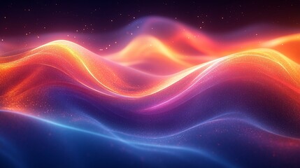 Abstract Glowing Waves of Orange Blue and Purple Hues