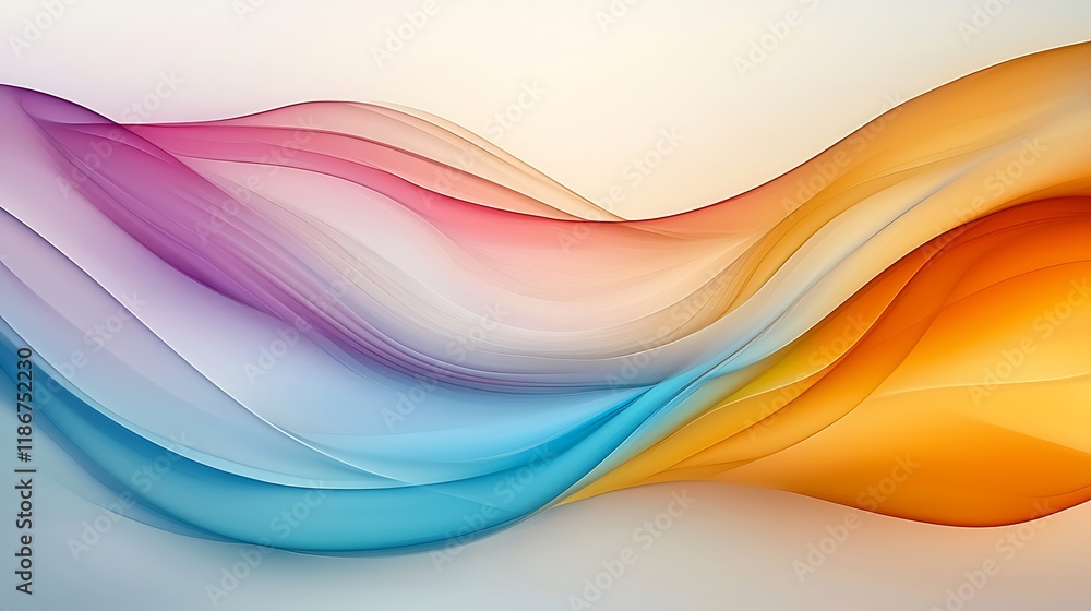 Poster abstract compositions of geometric shapes in soft gradient colors with fluid waves representing move