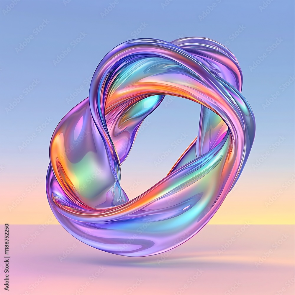 Poster mesmerizing swirling iridescent shape in jewel tones dynamic flowing abstract design background pris