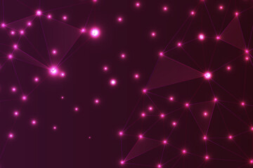 Fototapeta premium Abstract Digital Network with Glowing Nodes and Lines on a Night Technology Background