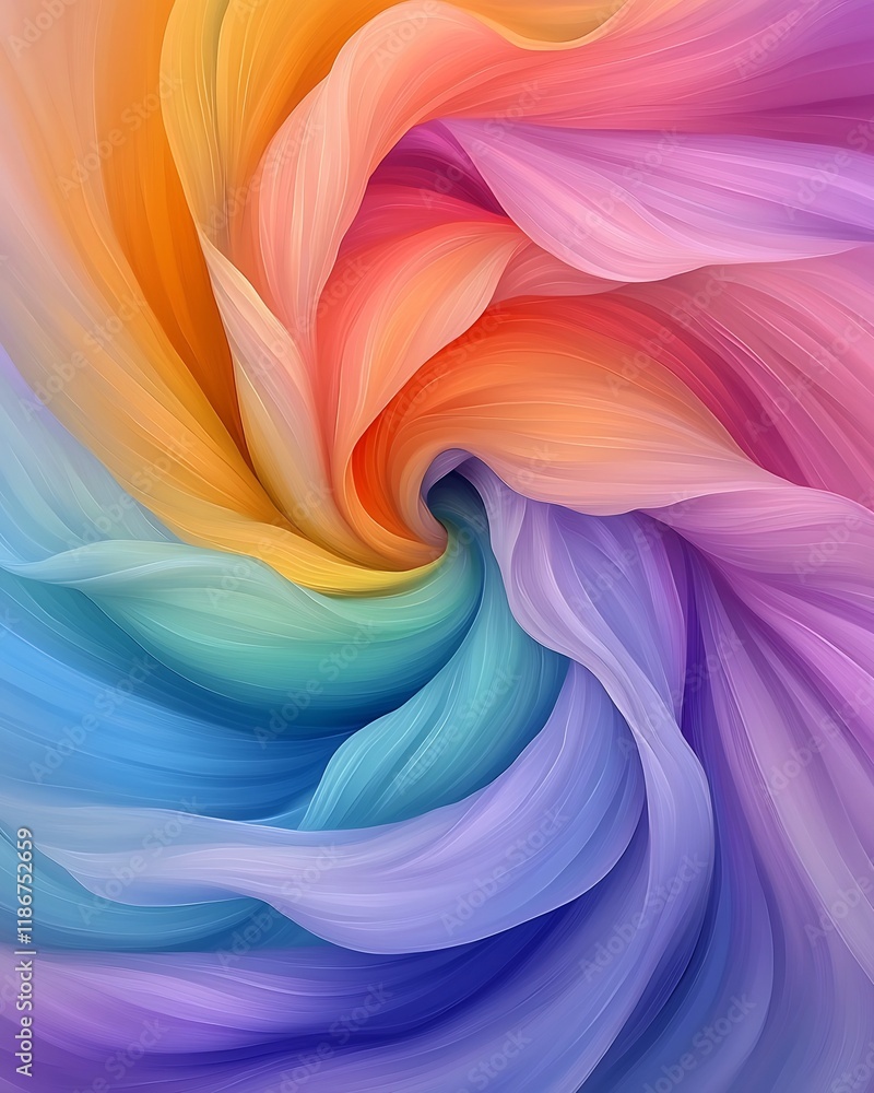 Poster mesmerizing iridescent swirls dance across a vibrant abstract backdrop creating a captivating displa