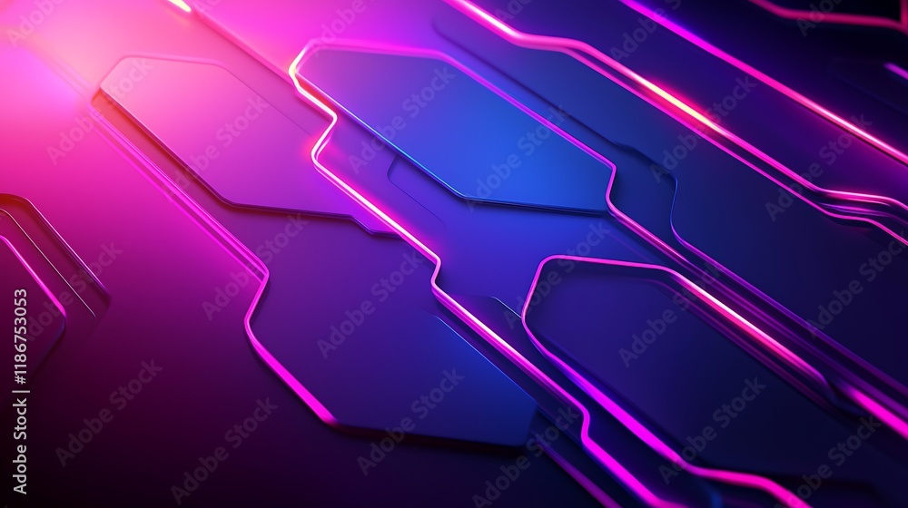 Poster abstract futuristic design featuring illuminated circuit board elements with dynamic colors and shap