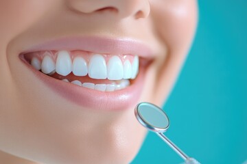 Fototapeta premium Smiling Patient with Dentist: Close-Up of Beautiful Teeth