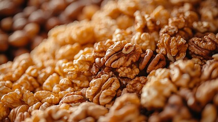 Obraz premium Close-up of shelled walnuts.