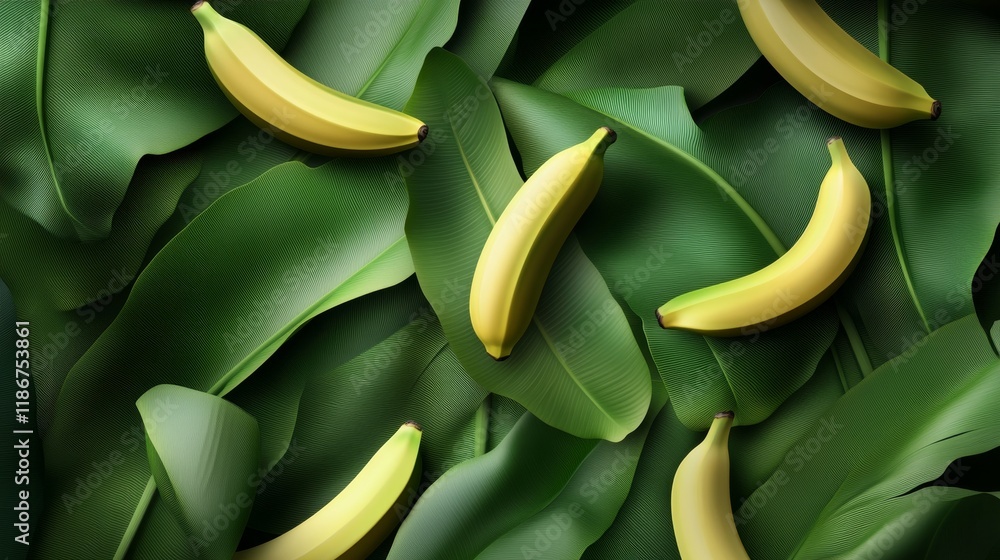 Poster abstract background featuring a green leaf with banana elements, creating a visually appealing and o