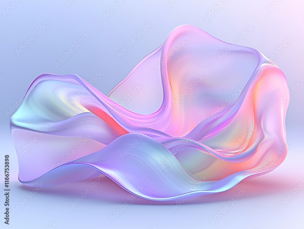 Poster mesmerizing iridescent wavy forms in a cool soothing color scheme create a captivating dreamlike and