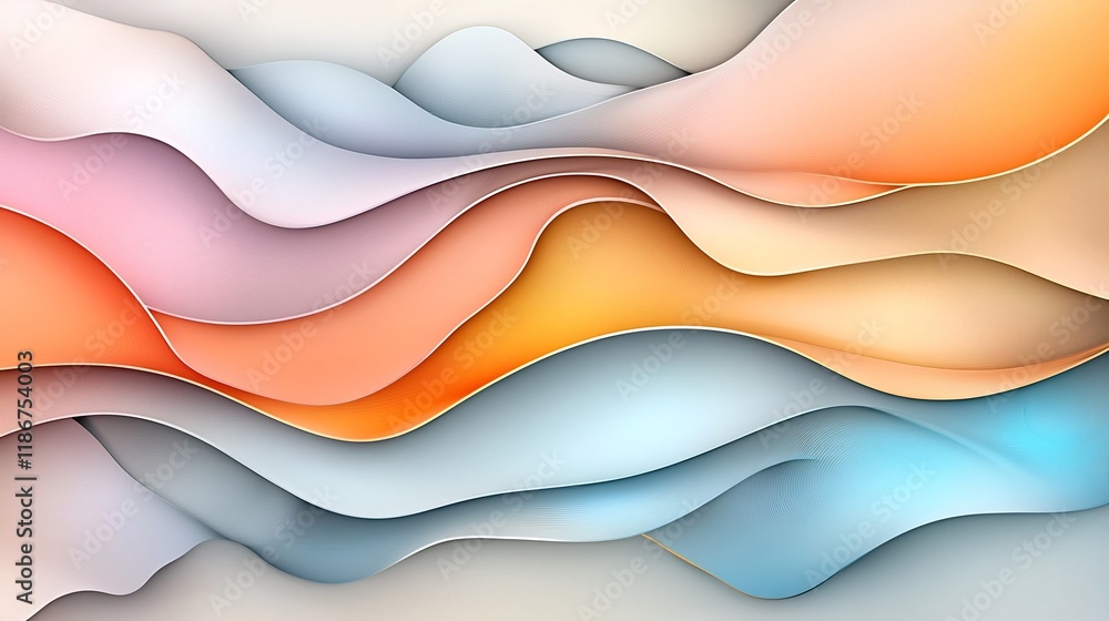 Aufkleber mesmerizing iridescent waves a captivating abstract digital artwork featuring flowing curving shapes