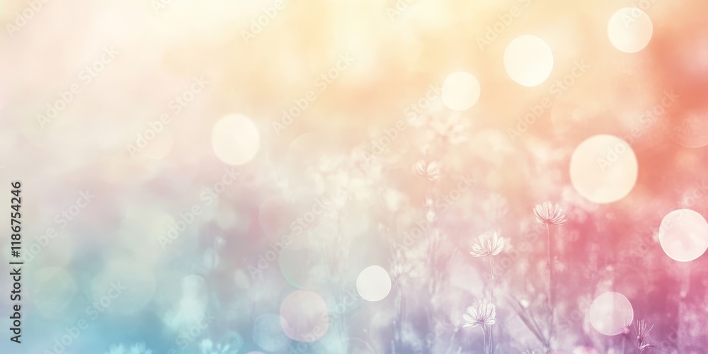 Poster a soft pastel backdrop featuring sunbursts and bokeh highlights. the design is minimalistic, providi