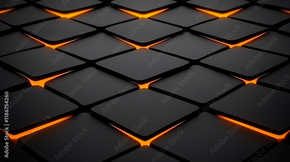 Poster abstract representation of artificial intelligence concepts featuring dark patterns and glowing oran