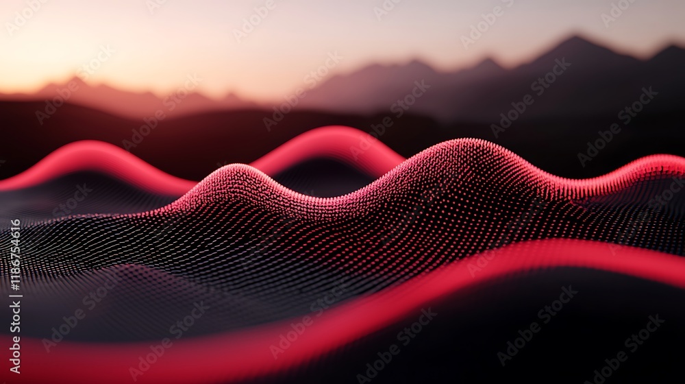 Poster Abstract Representation of Artificial Intelligence with Dynamic Waves of Light and Color Creating a Futuristic Concept of Technology and Innovation