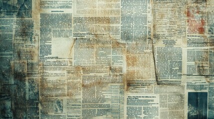 Vintage Paper Background with Distressed Newspaper Clippings Texture