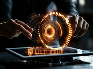 Businessman using tablet analyzing sales data and economic growth graph chart, Technology and icon customer global network connection. Business strategy. Innovative. Digital marketing.