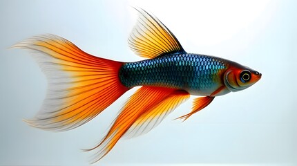 Fototapeta premium Vibrant Orangetailed Fish Aquatic Blue Background Elegant Design