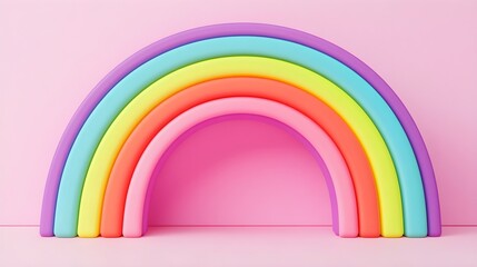 Vibrant Gradient Rainbow Arch on Soft Pink Background in High Resolution