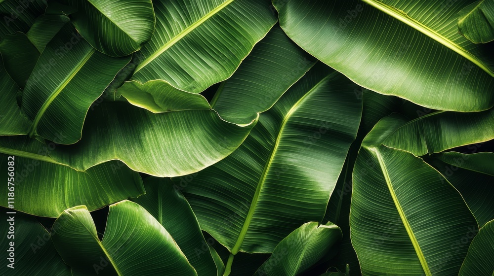 Poster abstract background featuring a green leaf with banana elements, creating a visually appealing and o