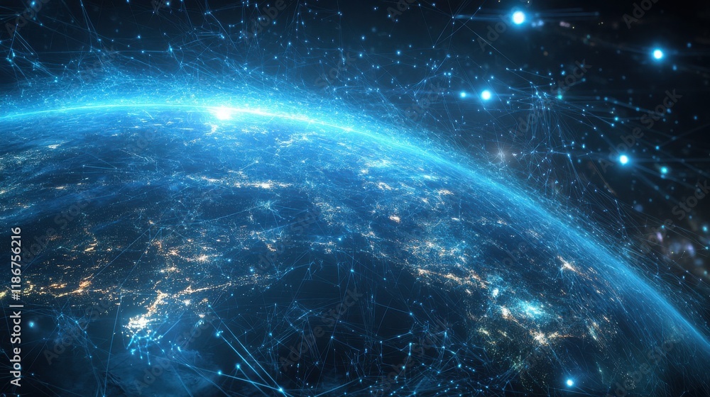 Aufkleber global communication network concept with interconnected business nodes and human resources collabor