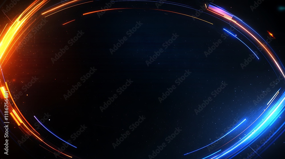 Poster abstract digital background featuring vibrant colors with dynamic light trails on a dark surface ide