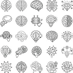 Human Brain Icons Ideas, Intelligence, Innovation, and Creativity