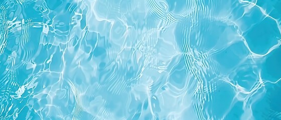 Abstract summer banner background Water waves in sunlight with copy space. Transparent blue clear water surface texture with ripples, splashes and bubbles. Cosmetic moisturizer micellar toner emulsion
