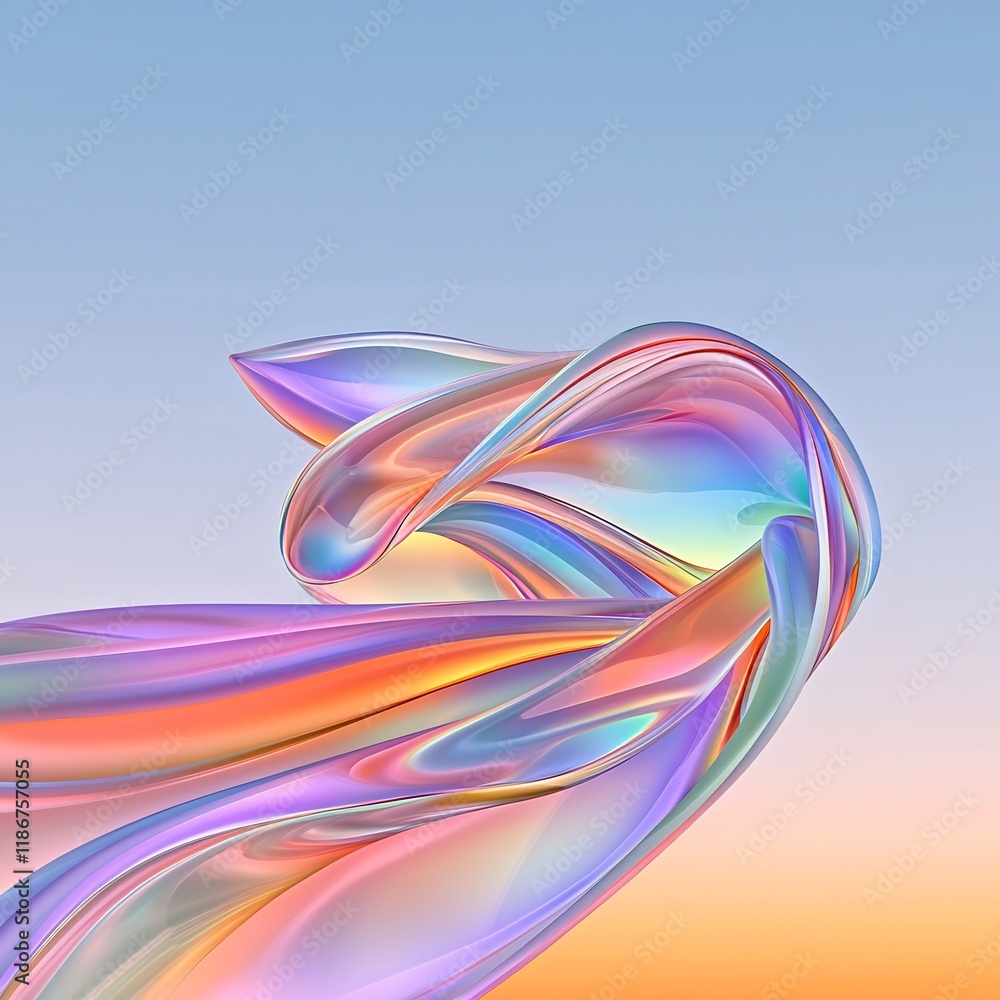 Poster captivating abstract featuring mesmerizing iridescent shapes in a visually arresting lustrous prisma