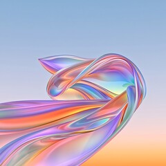 Fototapeta premium Captivating abstract featuring mesmerizing iridescent shapes in a visually arresting lustrous prismatic composition with organic fluid structures and vibrant digital hues