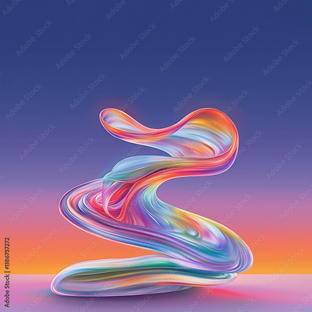 Poster captivating abstract showcasing mesmerizing undulating forms in a visually striking iridescent prism
