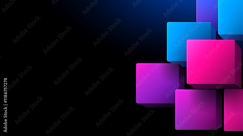 Aufkleber abstract composition of floating holographic shapes in modern design with a dark background perfect 
