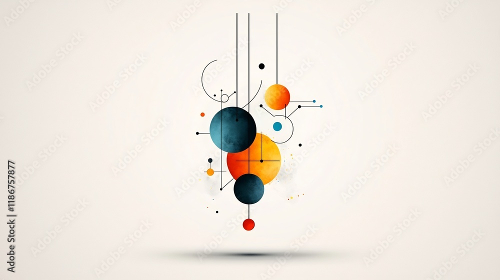 Aufkleber minimalist and geometric hand drawn interconnected circular motifs simplistic symbolic elements