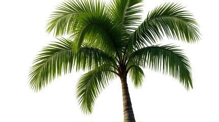 Lush Green Palm Tree Isolated White Background Tropical Summer