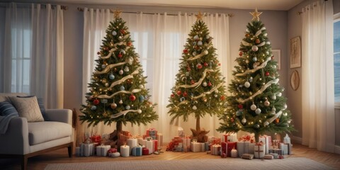 A beautifully decorated Christmas tree with a coastal vibe and nautical elements, anchor decorations, starfish