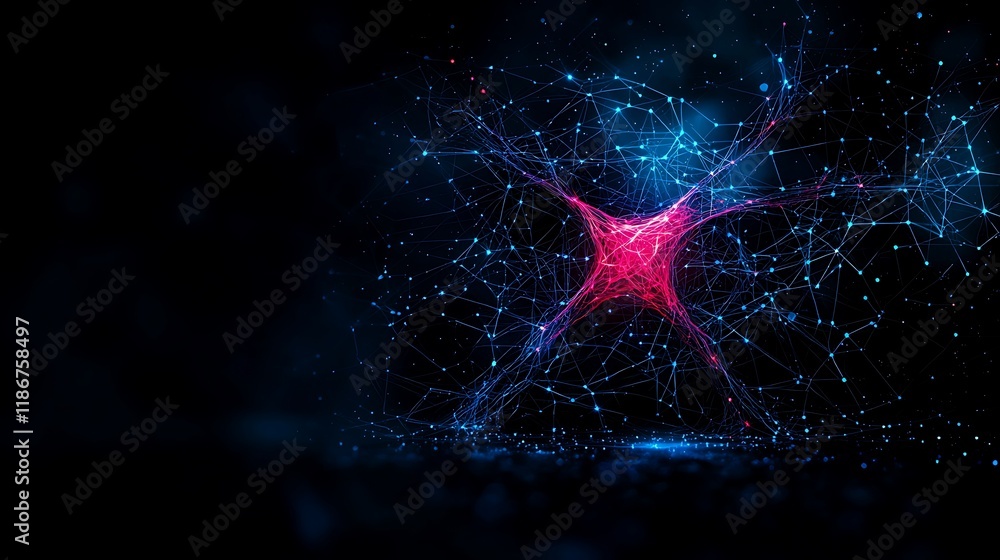 Aufkleber abstract digital landscape with glowing connections and vibrant colors, showcasing a network of ligh