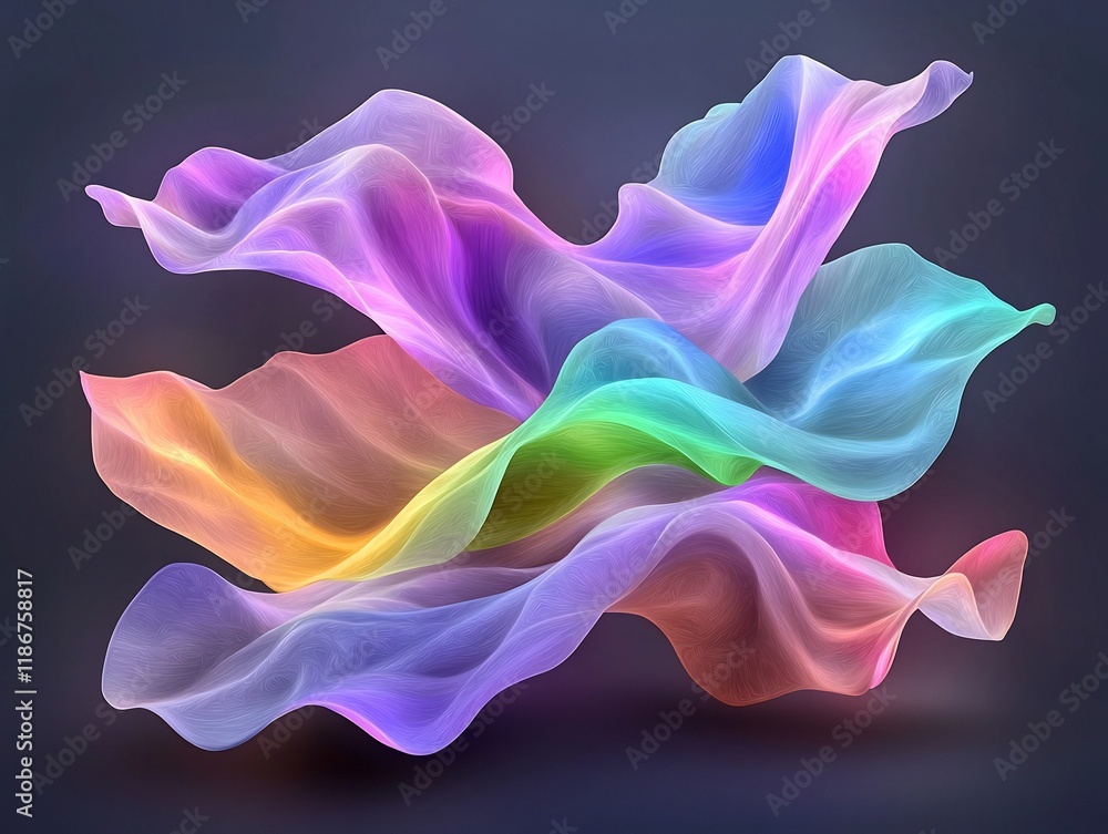 Poster captivating abstract featuring undulating organic forms in a mesmerizing luminescent arrangement wit