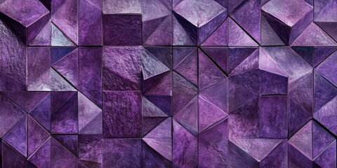 Fototapeta premium Geometric purple tile wallpaper features an abstract pattern, ideal for creating an aesthetic backdrop or background with captivating texture and design.