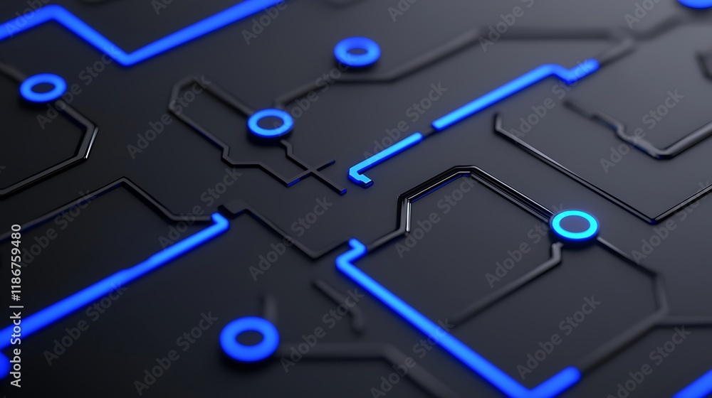 Aufkleber abstract landscape composed of layered blue elements with intricate designs and geometric patterns f