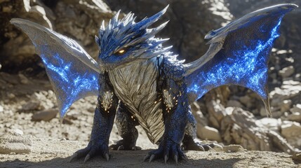 Fantasy Wallpaper with Legendary Dragon and Lightning-Winged Pegasus © Arif