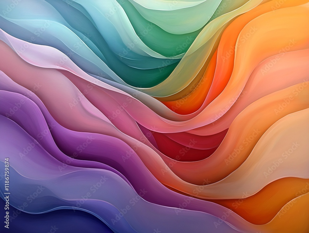 Poster luminous abstract waves of iridescent color in a mesmerizing kaleidoscopic composition a vibrant dig