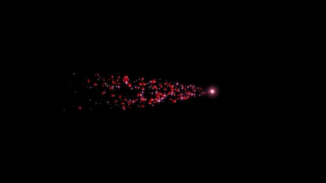 red rose petals and stardust particles, 5 types, straight, curved and wavy, title and text effects, alpha channel,4k
