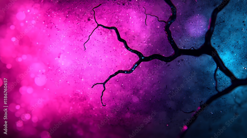 Poster abstract representation of digital network with vibrant colors and textures illustrating connection 