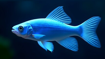 Naklejka premium Vibrant Blue Fish Aquatic Life Detailed Fins Dark Background