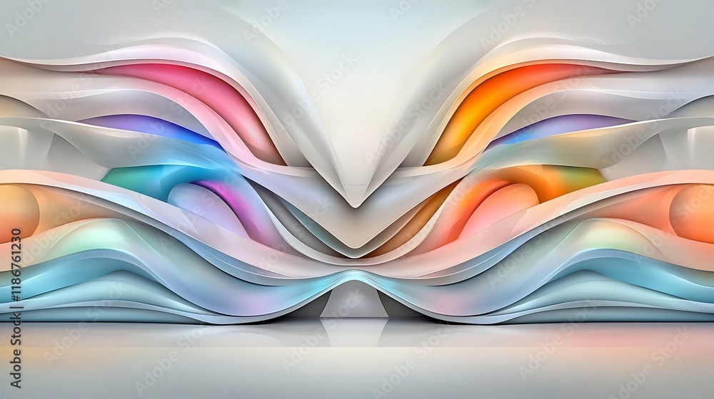 Poster stunning abstract pattern featuring fluid iridescent curves in a dynamic kaleidoscopic arrangement i