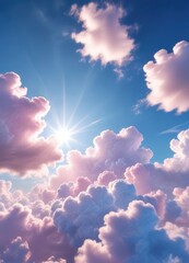 A gentle layer of cotton candy-like clouds against the radiant blue sky on a sunny day , light clouds, blue sky, whimsical scene