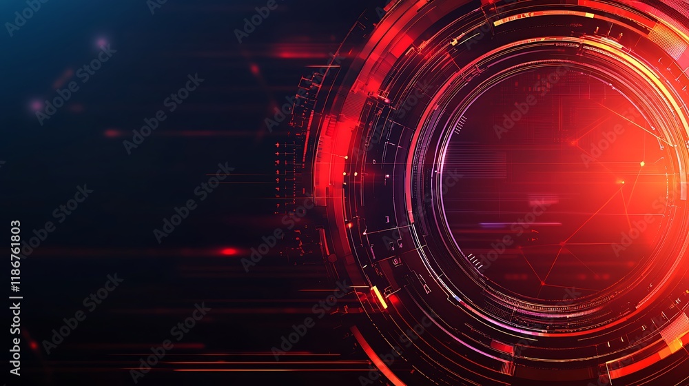 Poster abstract representation of a silicon chip featuring dynamic lights and patterns in a futuristic desi