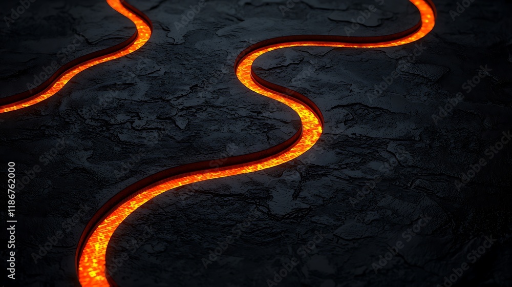 Aufkleber abstract representation of a silicon chip with fluid-like flow and a fiery glow on a textured dark b