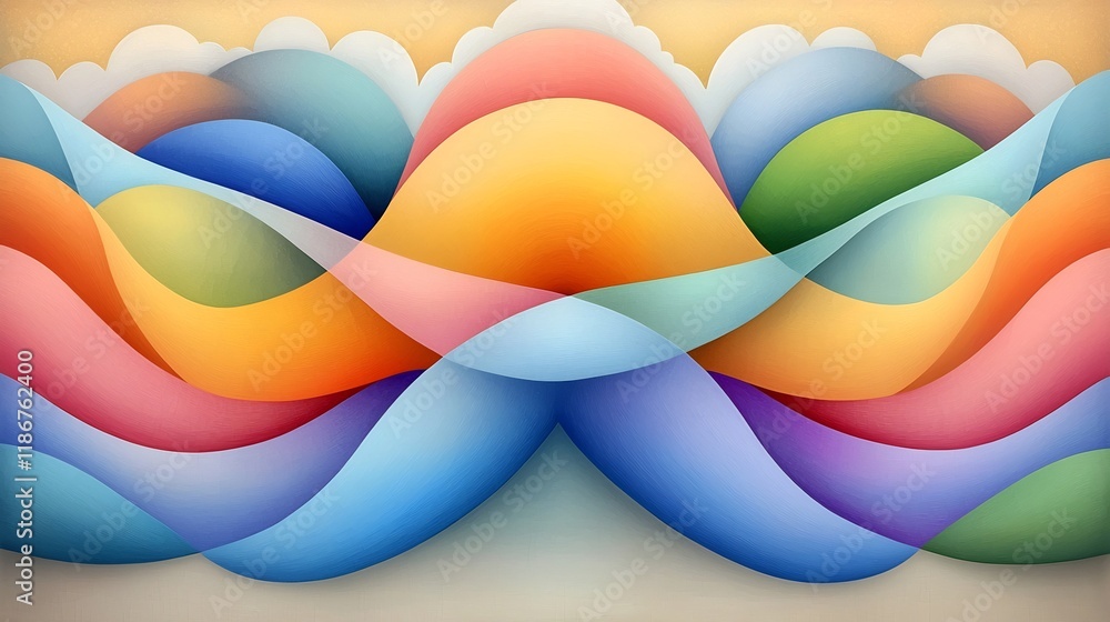 Poster mesmerizing abstract pattern featuring fluid iridescent curves in a visually stunning kaleidoscopic 