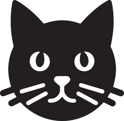 A cat  silhouette, icon,  white background